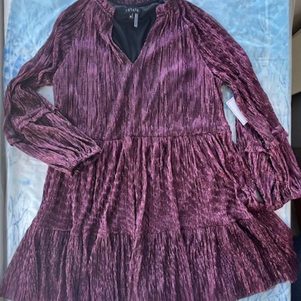 DAZZLING Black & Pink Metallic BABYDOLL DRESS Playful & Sexy NWT Size Med